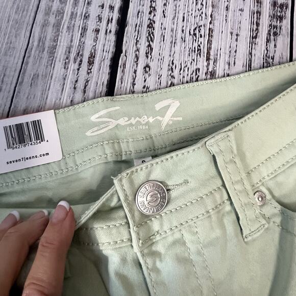 Seven 7 Jeans Pants size 8 Cucumber Green Starlette Crop Skinny Leg Pockets - Picture 5 of 11